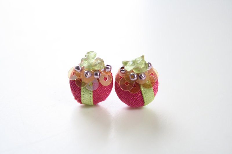天然石（ペリドット）　チタン　ピアス - 耳环/耳夹 - 竹 粉红色