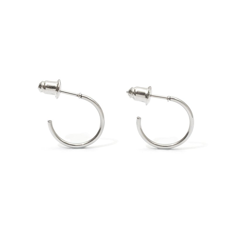 Recovery 1mmC形耳环 (钢银色) - 耳环/耳夹 - 不锈钢 银色