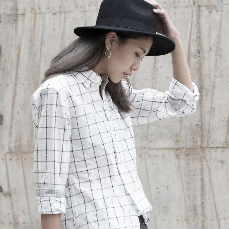 Made in Tokyo - Plaid Shirt (日本制) - 女装衬衫 - 棉．麻 白色