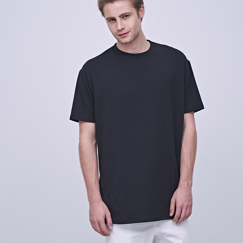 Stone@S Basic T-shirt (LONG) In Black / 加长 长版 黑 Tee T-shirt - 男装上衣/T 恤 - 棉．麻 黑色