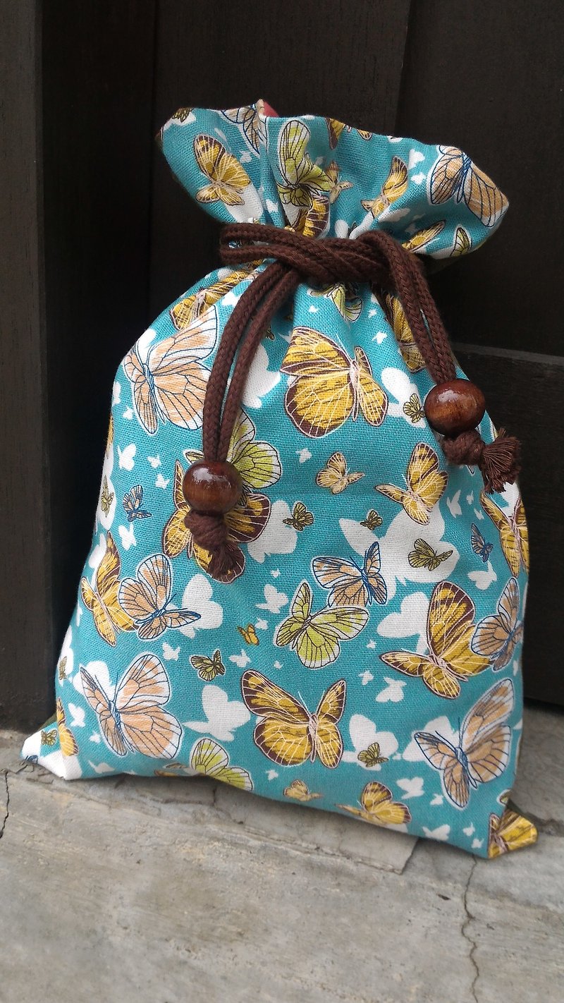 蝴蝶万用束口袋 - 化妆包/杂物包 - 棉．麻 