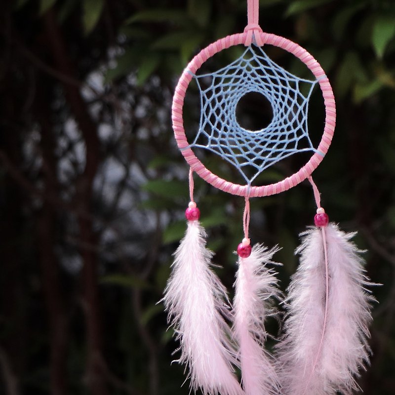 【限量】美丽花园丨双色手工编织 捕梦网丨挂饰-粉红 - 吊饰 - 其他材质 粉红色