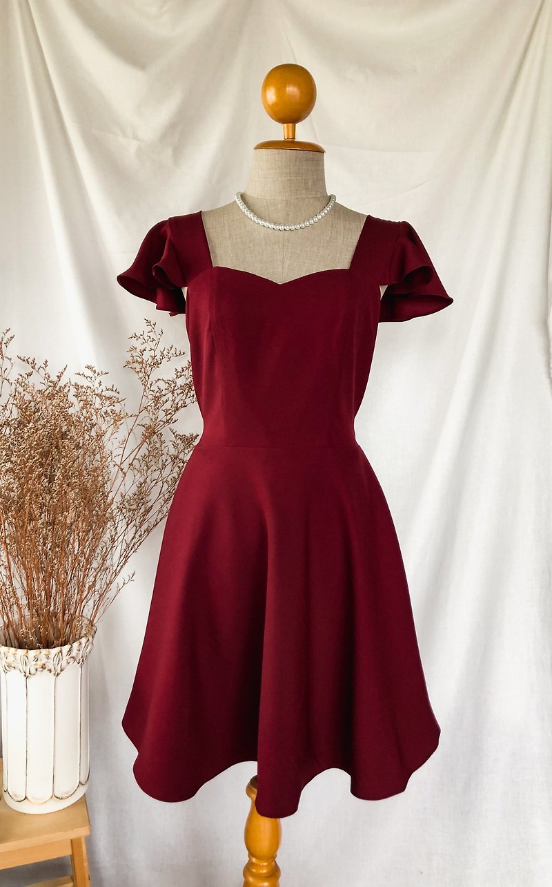 Olivia - burgundy dress wedding red party dress women clothing bridesmaids dress - 洋装/连衣裙 - 聚酯纤维 红色
