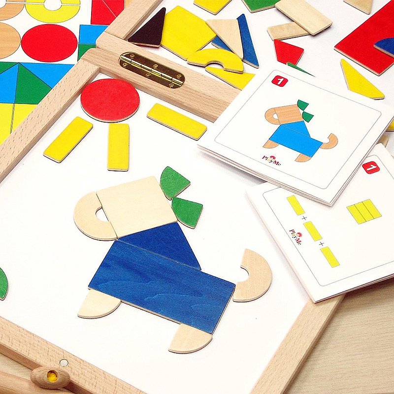百变书包 -彩色几何形状磁性木片 - 玩具/玩偶 - 木头 绿色