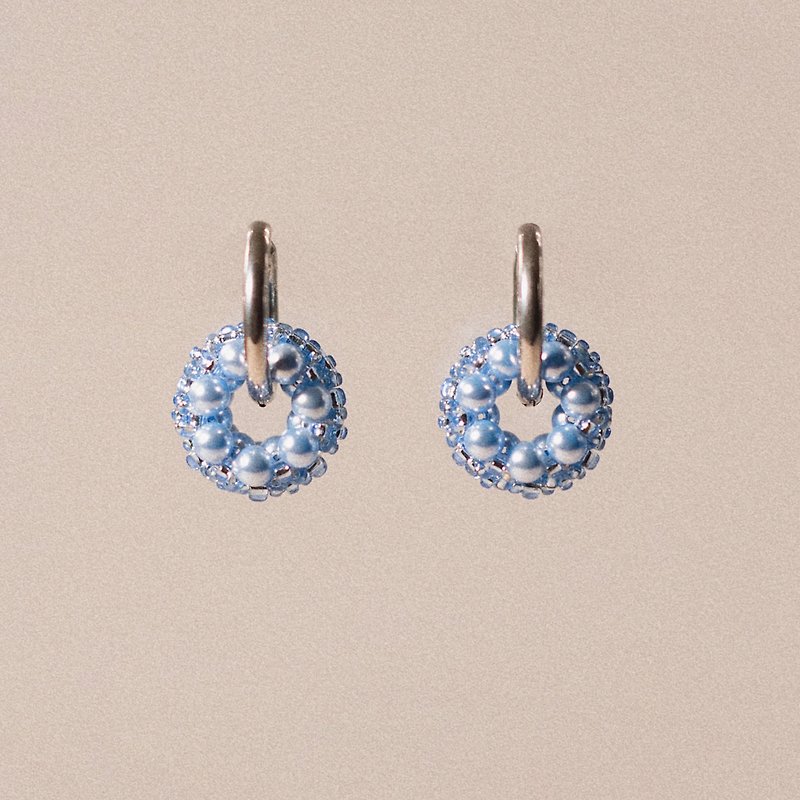 Rolling Earrings 环圈耳饰－苏打蓝(限定色) - 耳环/耳夹 - 玻璃 蓝色