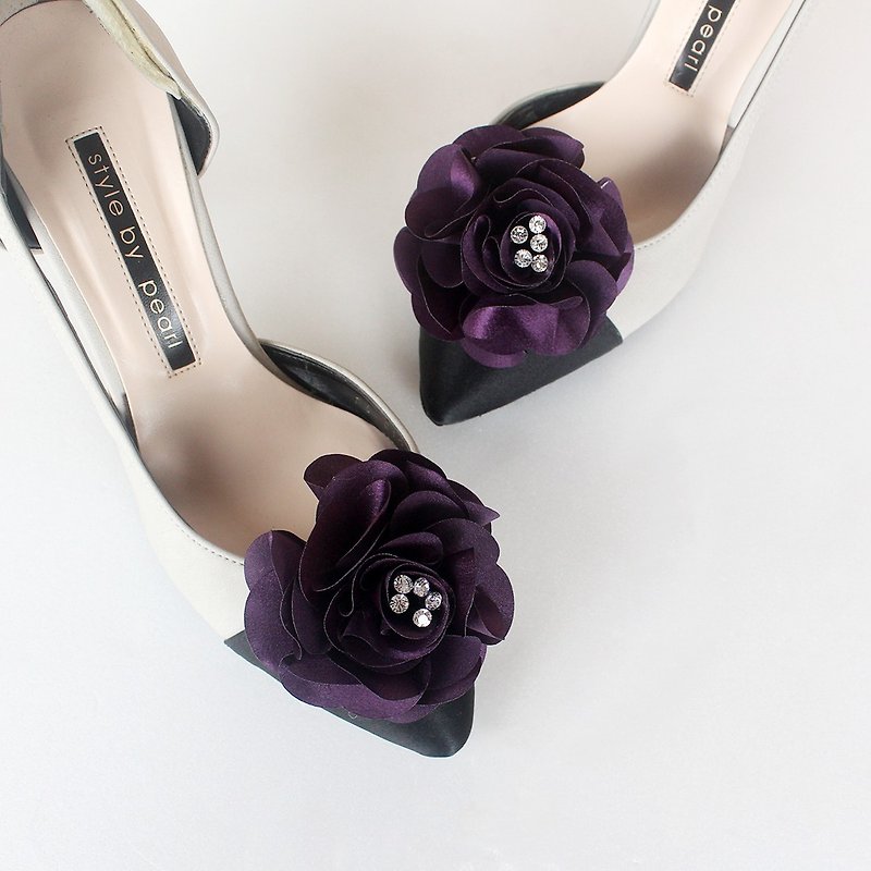 Decorative  deep purple  flower Bridal Shoe Clips  for Wedding Party - 鞋垫/周边 - 其他材质 紫色