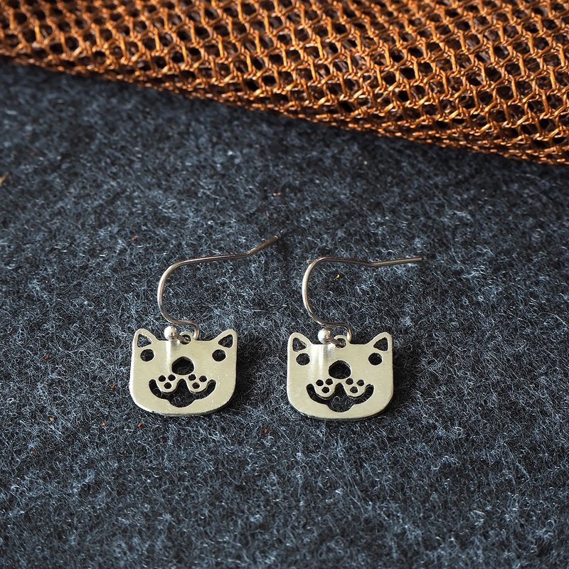 Lovely dog stainless steel earrings - 耳环/耳夹 - 不锈钢 银色