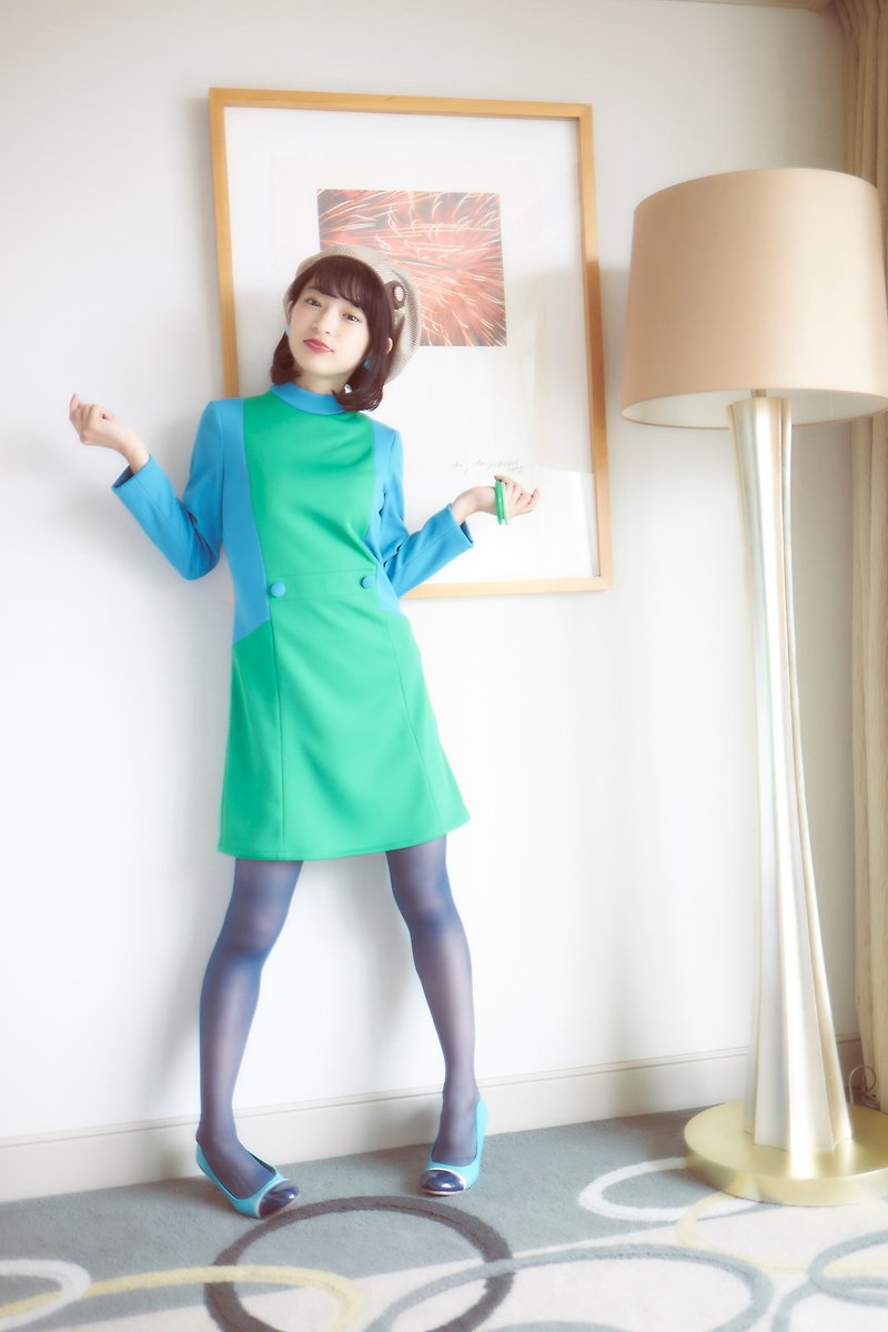 retro one-piece dress glenn - 洋装/连衣裙 - 聚酯纤维 绿色