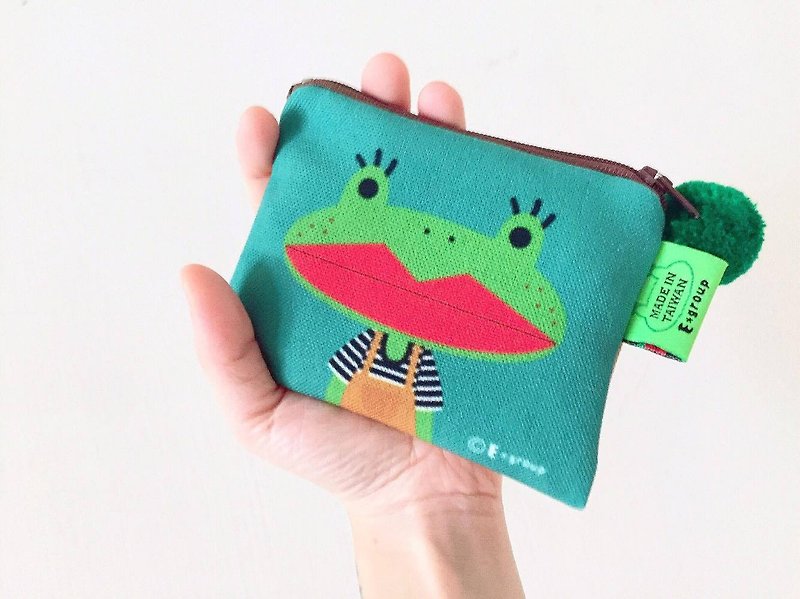 小方块包 双面设计 超值优惠250  零钱包 钥匙包 卡片包 猫 青蛙 - 零钱包 - 棉．麻 绿色