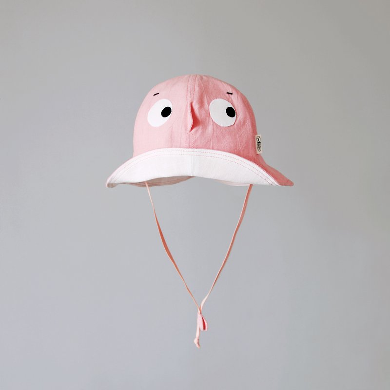 【躲帽帽-粉红】轻薄水洗棉儿童遮阳帽 - 婴儿帽/发带 - 棉．麻 粉红色