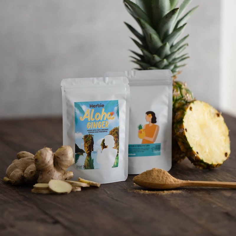 植物．花 果汁/蔬果汁 绿色 - Aloha Ginger | Organic ginger and pineapple powder 70 g