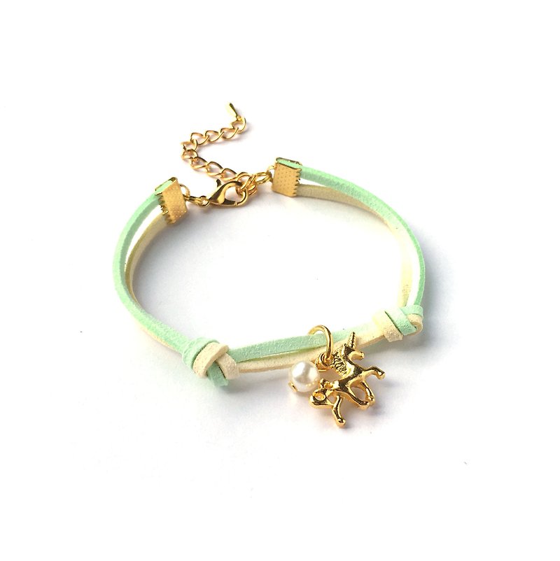 梦幻 独角兽 简约 手工制作 手环 金色系列-浅绿 - 手链/手环 - 其他材质 绿色