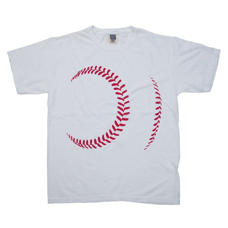 野球のボール　プリントTシャツ　ユニセックスS〜XLサイズ　Tcollector - 中性连帽卫衣/T 恤 - 棉．麻 白色