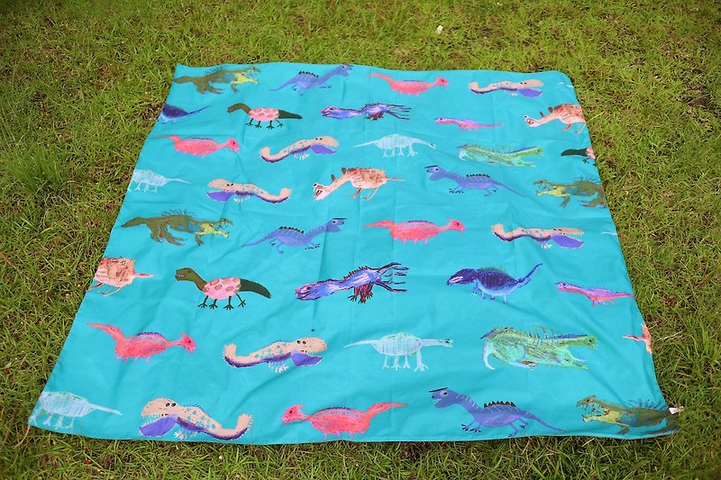 【方块垫】恐龙漫步 (防水野餐垫) - 地垫/地毯 - 聚酯纤维 蓝色