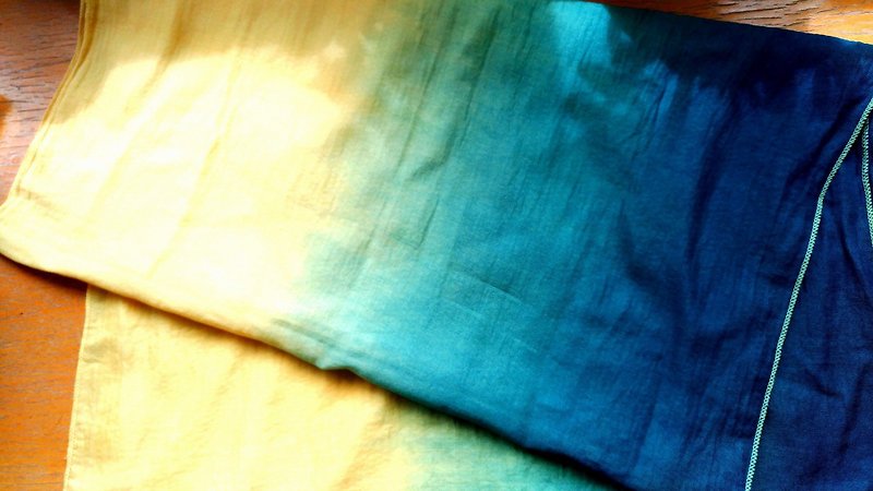 【植物染】有机棉纱围巾 - 围巾/披肩 - 棉．麻 蓝色