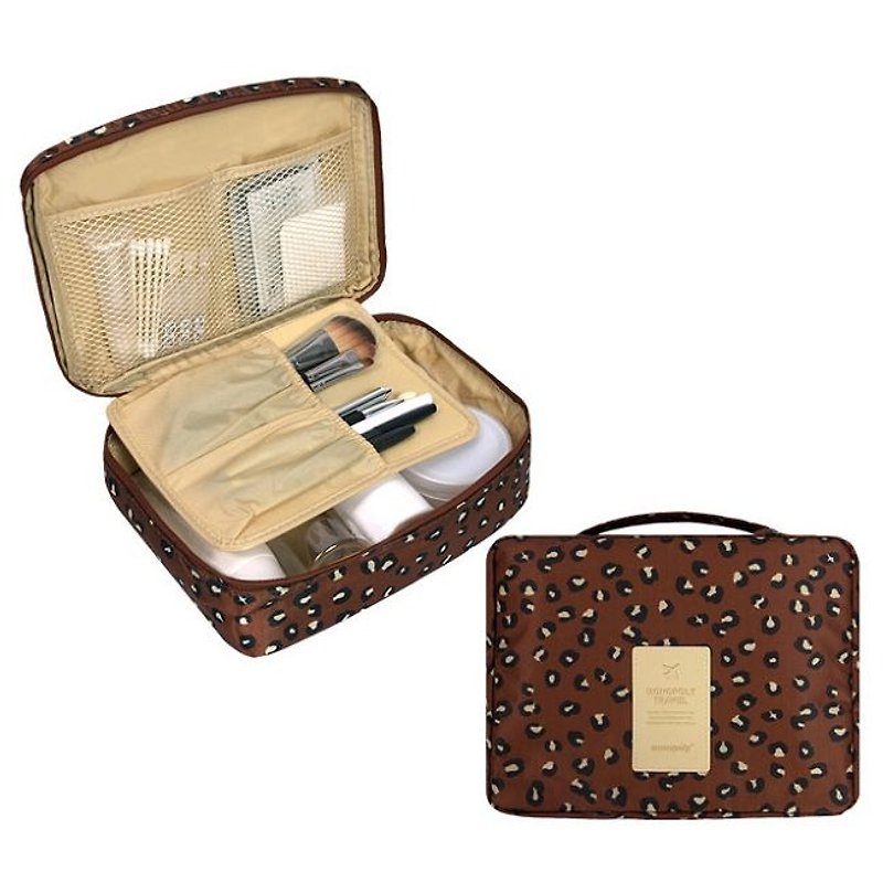 MPL-旅行收纳pattern手提万用包化妆包-豹纹棕,MPL24697 - 化妆包/杂物包 - 塑料 咖啡色
