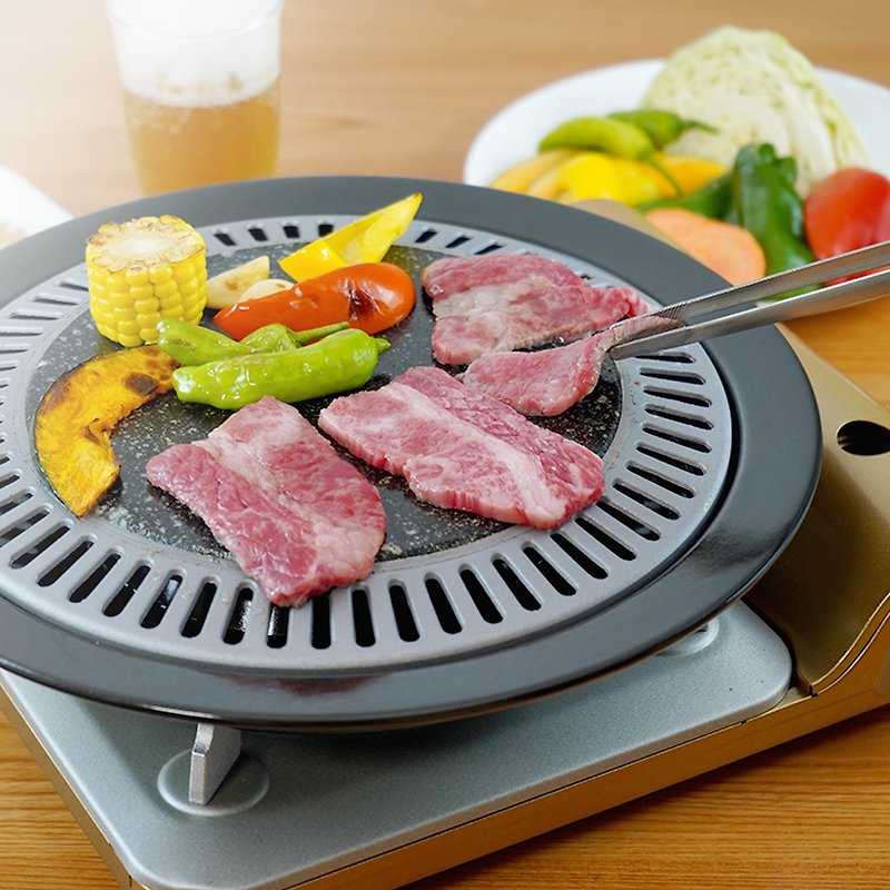 日本和平FREIZ 韩国制味觉探访石板滤油烤盘/烤肉盘-33cm - 锅具/烤盘 - 其他材质 黑色