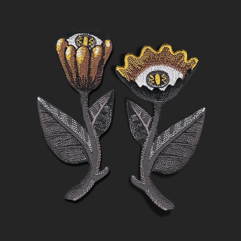 "Pistil & Stamen" Flower Patch Design - 纹身贴 - 绣线 灰色
