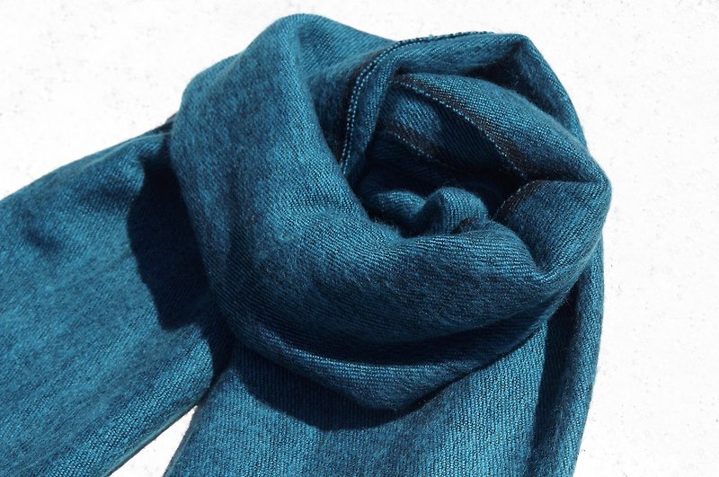 纯羊毛披巾/针织围巾/针织披巾/盖毯/纯羊毛围巾/羊毛披巾-蓝色 - 围巾/披肩 - 羊毛 蓝色