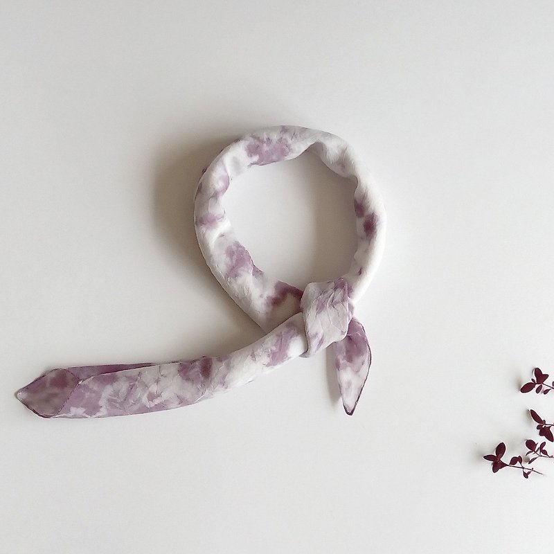 T.H.Ani 手工原创渲染丝巾-雅韵 植物染 头巾 围巾 发带 快速出货 - 丝巾 - 丝．绢 紫色
