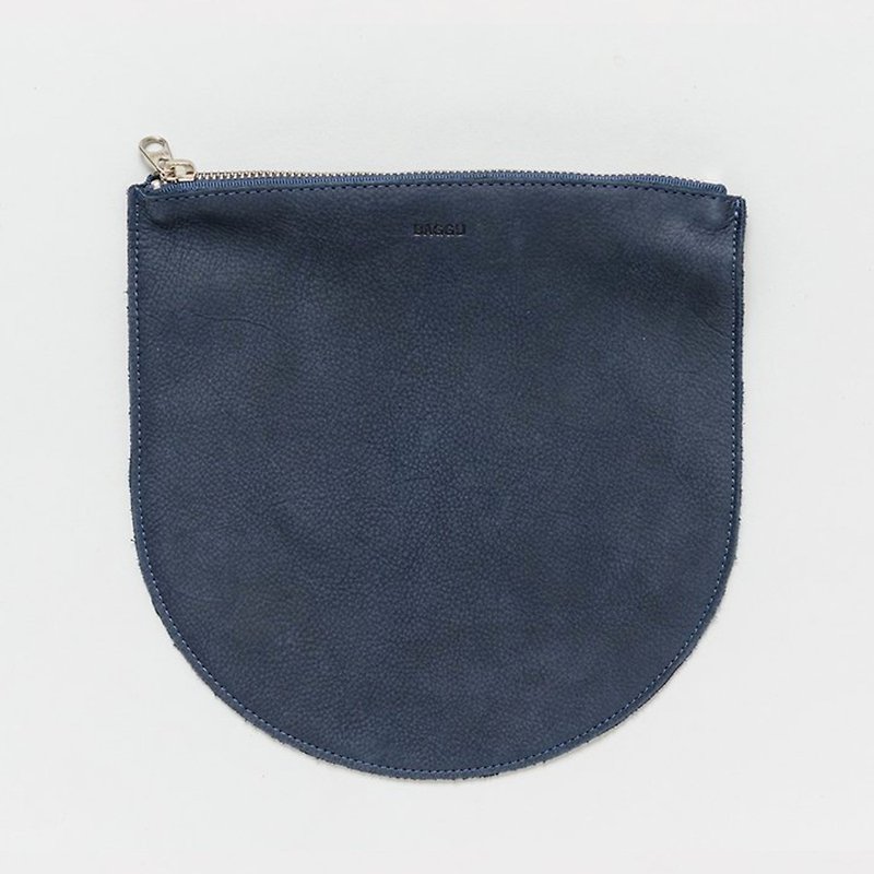 【七折】BAGGU 半圆真皮手拿包-海军蓝 - 化妆包/杂物包 - 真皮 蓝色