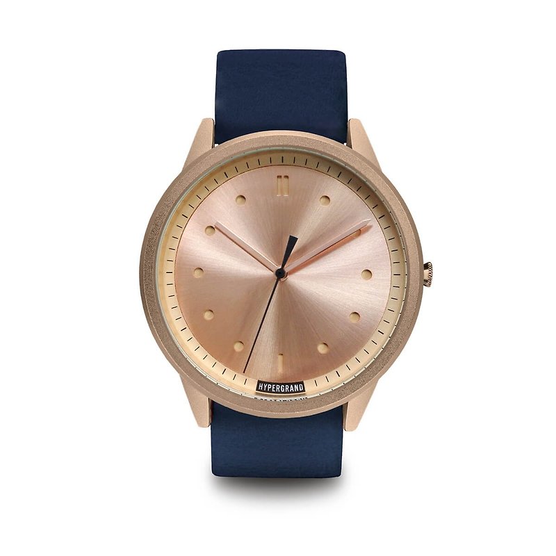 HYPERGRAND - 02基本款系列 - 玫瑰金表盘蓝皮革 手表 - 女表 - 其他材质 蓝色