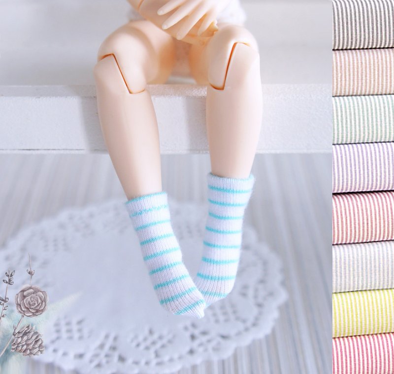 Blythe Doll Striped short Socks, Underwear for dolls, Clothes for Blythe - 玩偶/公仔 - 棉．麻 多色