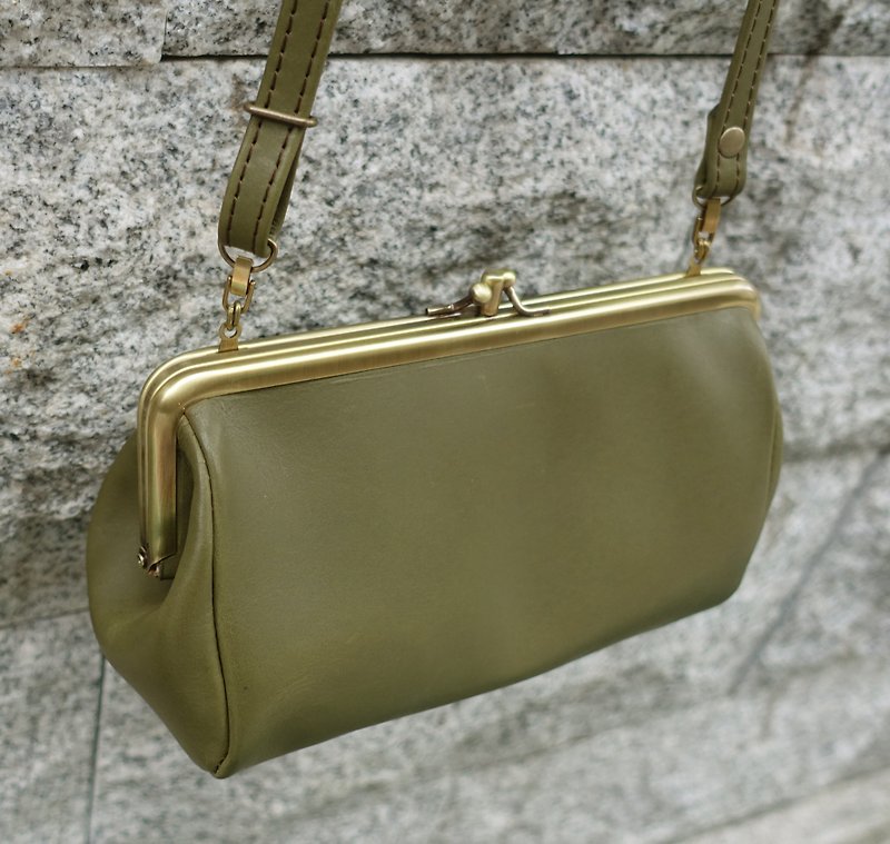 Sienna真皮三框口金皮夹手机袋可以背的皮夹 - 侧背包/斜挎包 - 真皮 绿色