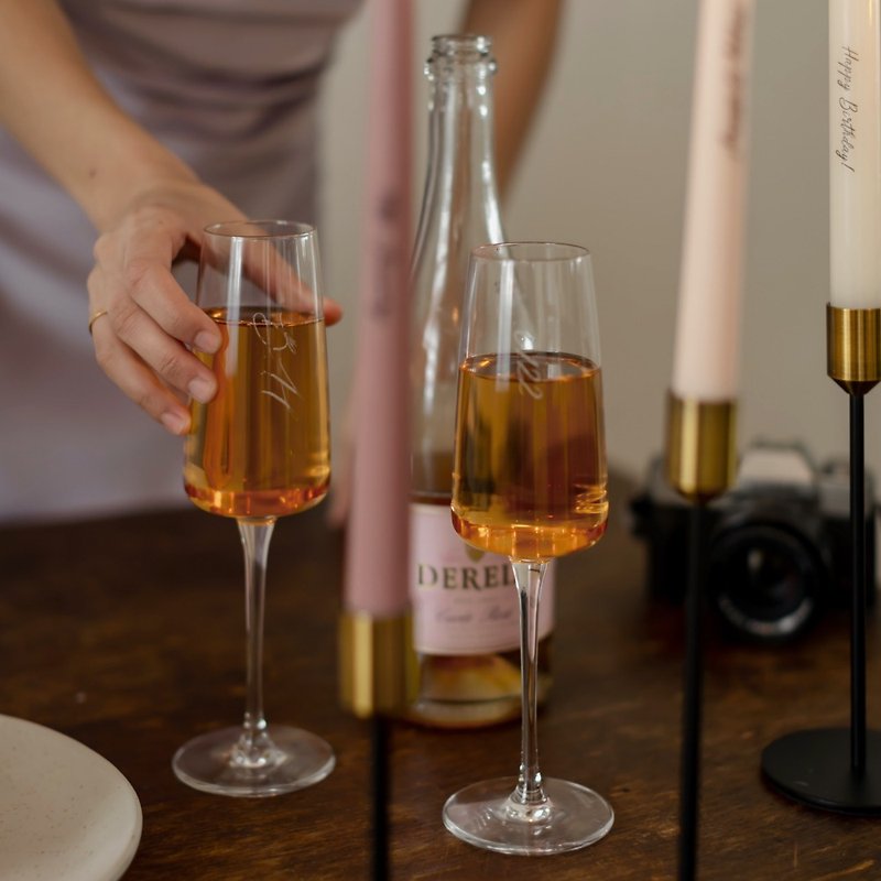 Cheers 定制化雕刻意大利水晶香槟杯礼盒 一组对杯 - 酒杯/酒器 - 水晶 