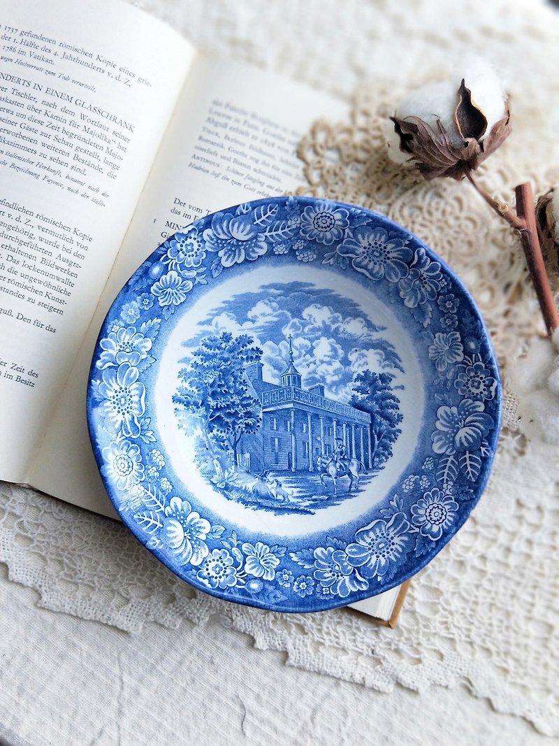 【好日恋物】英国vintage/antique蓝色手绘瓷盘 - 盘子/餐盘/盘架 - 瓷 蓝色