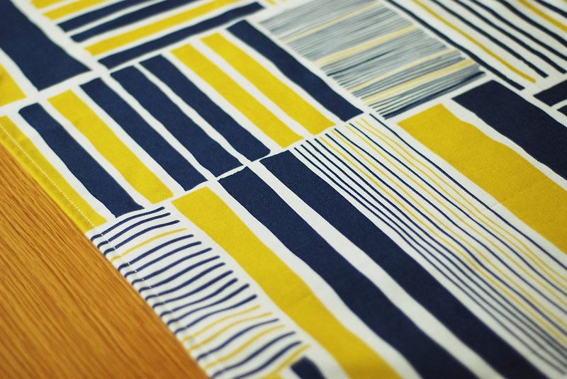 减简桌巾铁皮屋黄蓝 46厘米x100厘米 - 餐垫/桌巾 - 棉．麻 黄色