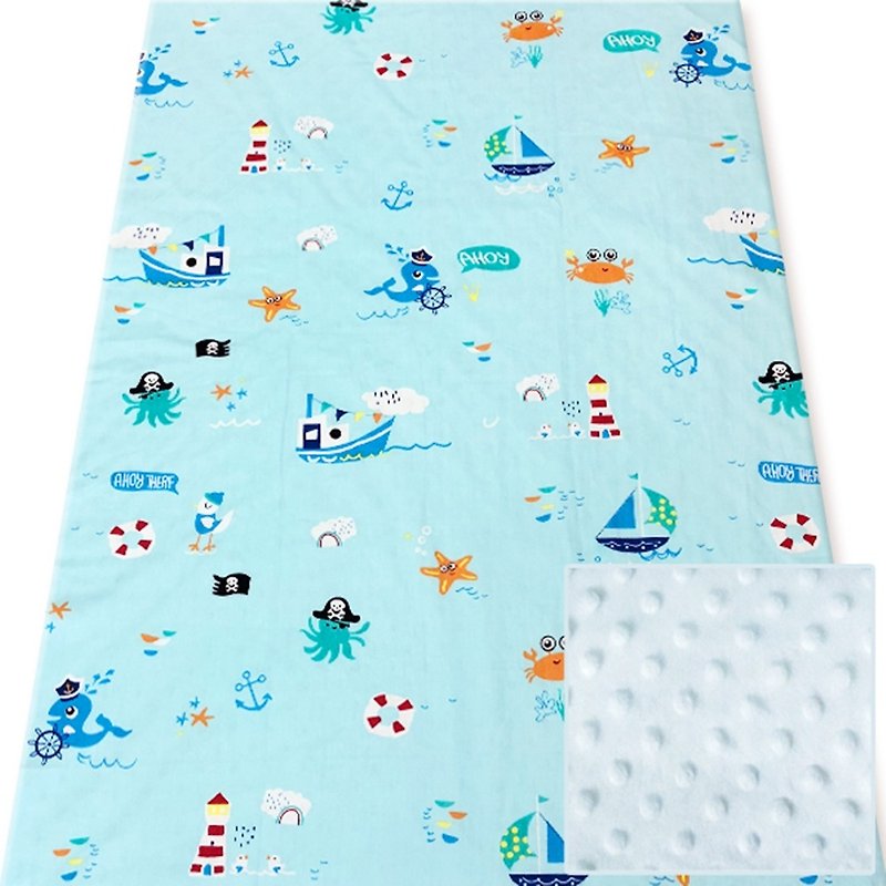 Minky多功能 点点颗粒 携带毯婴儿毯冷气毯被 蓝色-海洋 - 婴儿床上用品 - 棉．麻 蓝色