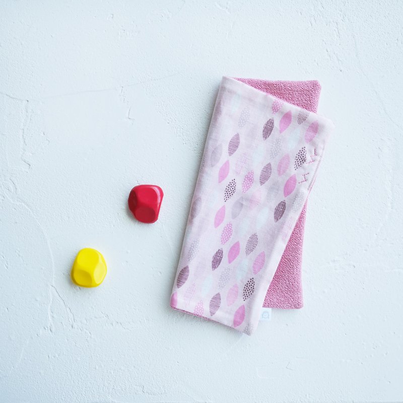 有机棉刺绣手帕巾 ハンカチ - 粉红几何 - 围嘴/口水巾 - 棉．麻 粉红色