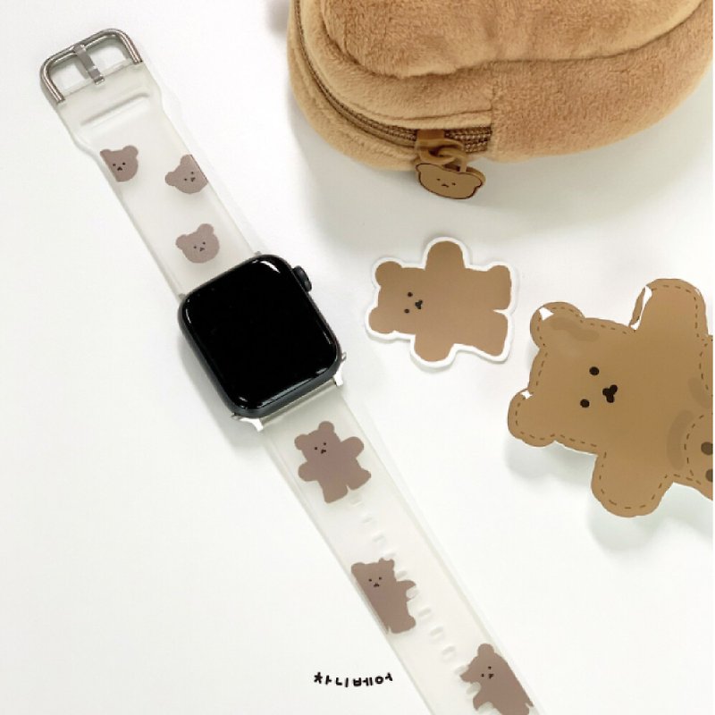 韩国文创 Chanibear Apple Watch Strap 手表束带 - 表带 - 硅胶 卡其色