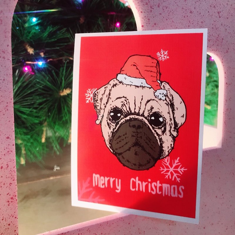 明信片-圣诞-狗 - 卡片/明信片 - 纸 红色