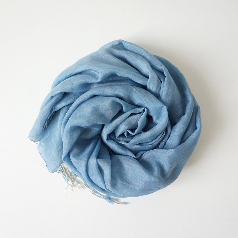 S.A x Niagara 蓝染尼加拉蓝素色围巾/丝巾 - 丝巾 - 丝．绢 蓝色