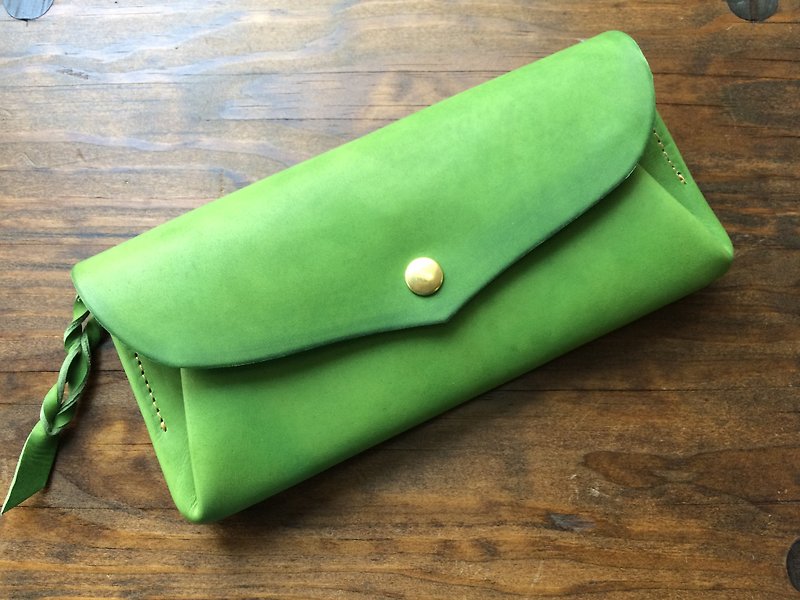 イタリアンレザー　カード12枚長財布  series-envelope leaf green - 皮夹/钱包 - 真皮 绿色