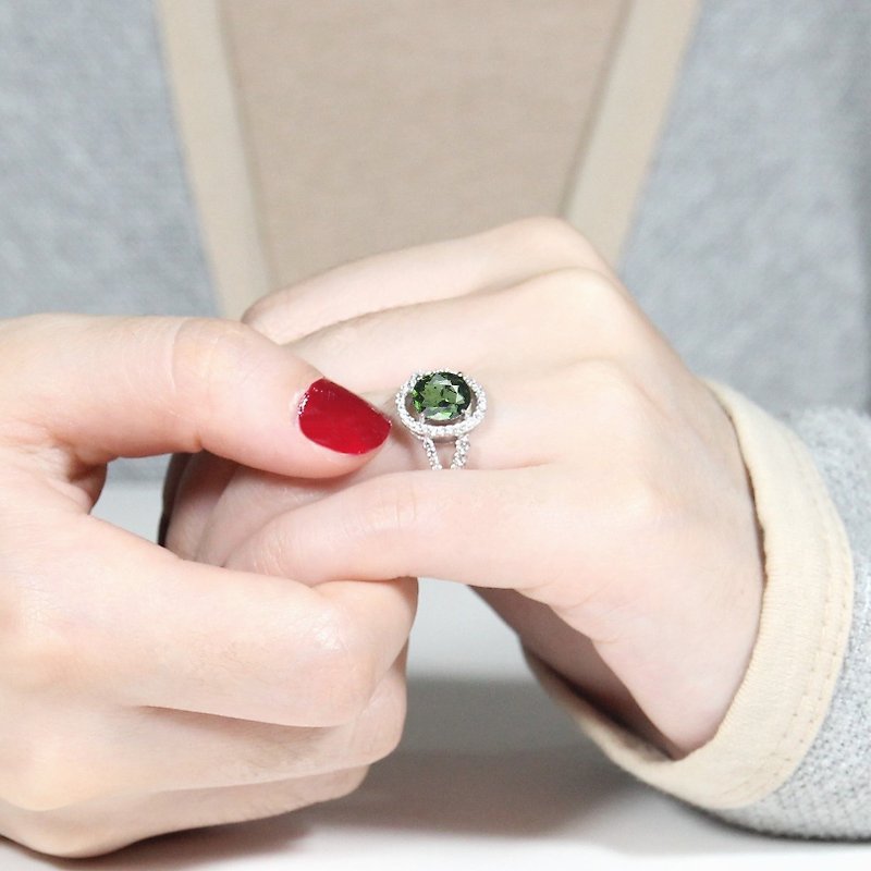 1.46克拉铬绿色碧玺戒指 天然彩色宝石 定制化订制 - 戒指 - 宝石 绿色