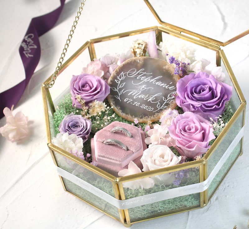 日本永生花 紫色 戒指盒 定制订造 结婚礼物 - 干燥花/捧花 - 植物．花 紫色