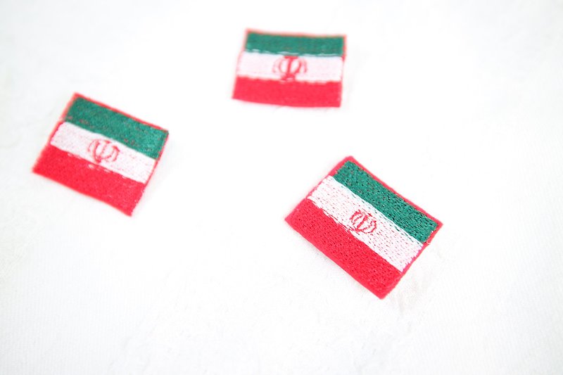 世界国旗-伊朗 IRAN 刺绣 烫片贴布 烫布片 贴纸 别针 - 其他 - 绣线 红色