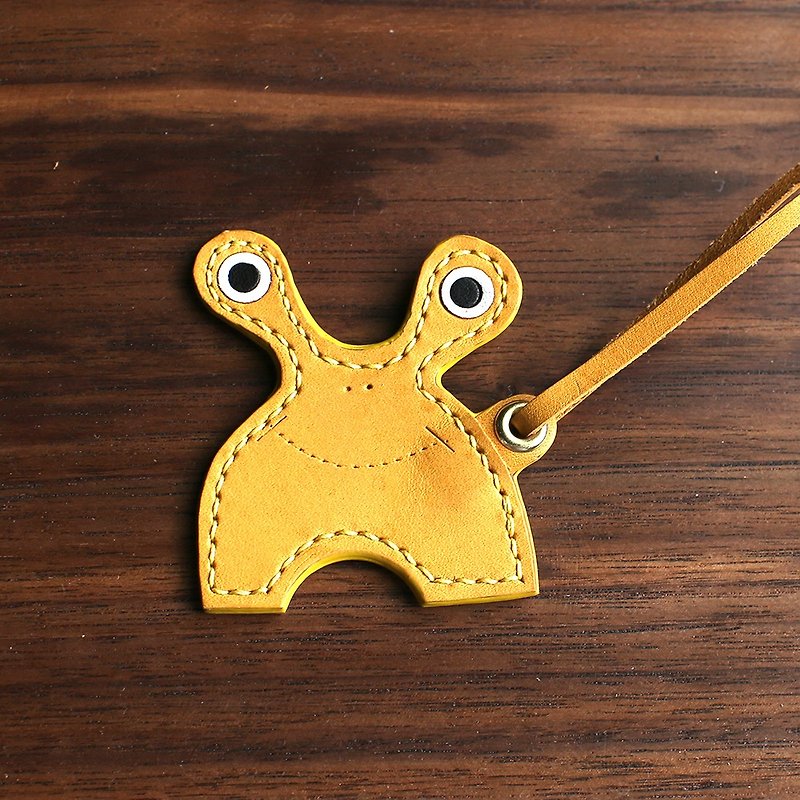 开眼小怪兽 皮革吊饰 - 钥匙链/钥匙包 - 真皮 黄色