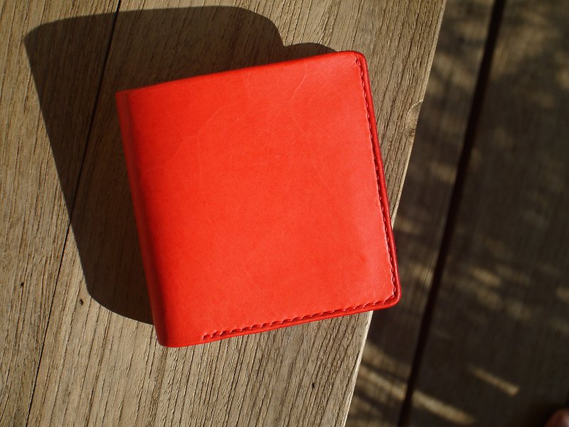 Square wallet red color - 皮夹/钱包 - 真皮 红色