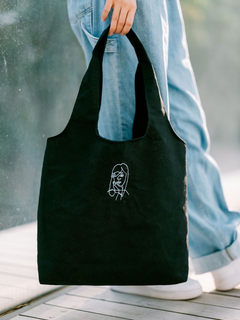 Blind Drawing 定制刺绣Tote Bag 单肩袋 - 手提包/手提袋 - 棉．麻 