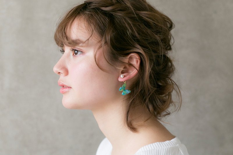 新緑と空 (パール) - 耳环/耳夹 - 其他材质 绿色