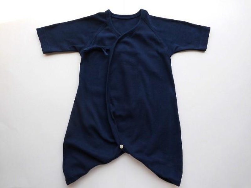 再・再出品・新生児用・オーガニックコットン・コンビ肌着・藍染め・50サイズ - 满月礼盒 - 棉．麻 蓝色