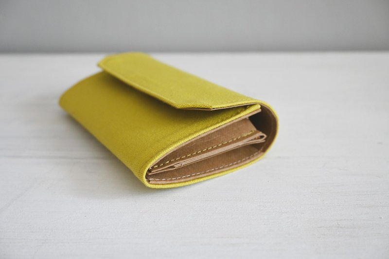 莱姆黄 亮黄 帆布包可水洗纸 零钱包卡片夹/超轻量40g 环保材质 - 皮夹/钱包 - 棉．麻 黄色