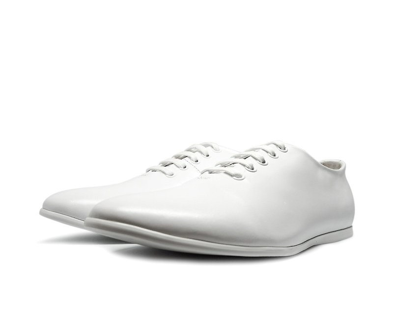 窄版小牛皮平底鞋-9758(P1073E) - 男款皮鞋 - 真皮 白色
