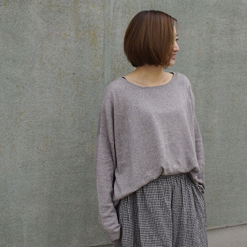 High gauge cotton linen knitted drop shoulder pullover mocha - 女装针织衫/毛衣 - 棉．麻 