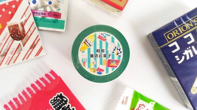 昭和杂货店菓子 纸胶带-绿 - 纸胶带 - 纸 绿色