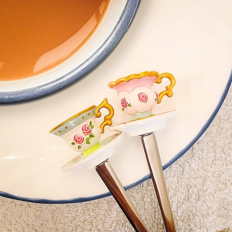 英式下午茶造型叉匙4入组 - 餐刀/叉/匙组合 - 树脂 